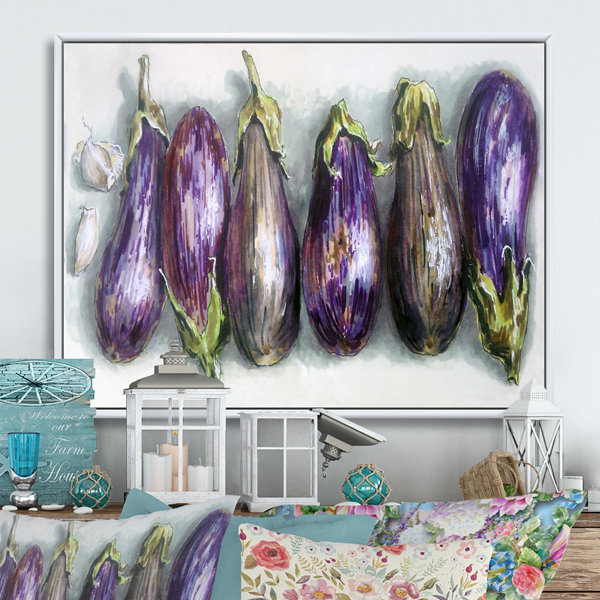 August Grove® Eggplants Kitchen Painting on Canvas Wayfair